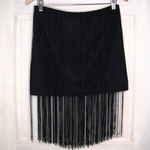 Black Mini Skirt with Fringe Size 6 by H&M